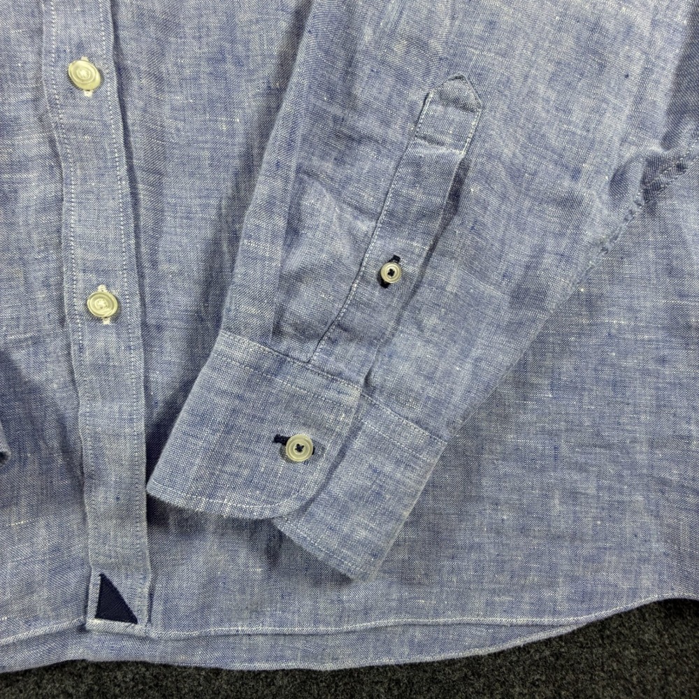 UNTUCKit Mens XXL Relaxed Fit 100% Linen Button Down Shirt Blue Long Sleeve - Picture 4 of 10
